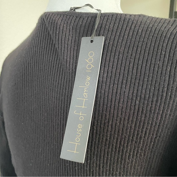 House of Harlow 1960 Black Knit Cutout Maxi Dress Long Sleeve Twist Front - Picture 9 of 9